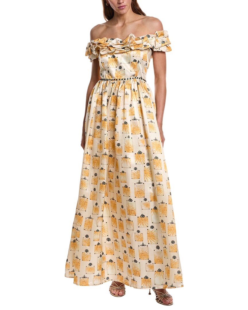 Agua by Agua Bendita Bisuteria Linen & Silk-Blend Maxi Dress
