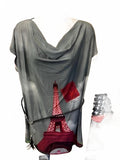 Women's Belted Cowl Neck Tunic Top In Paris Grey