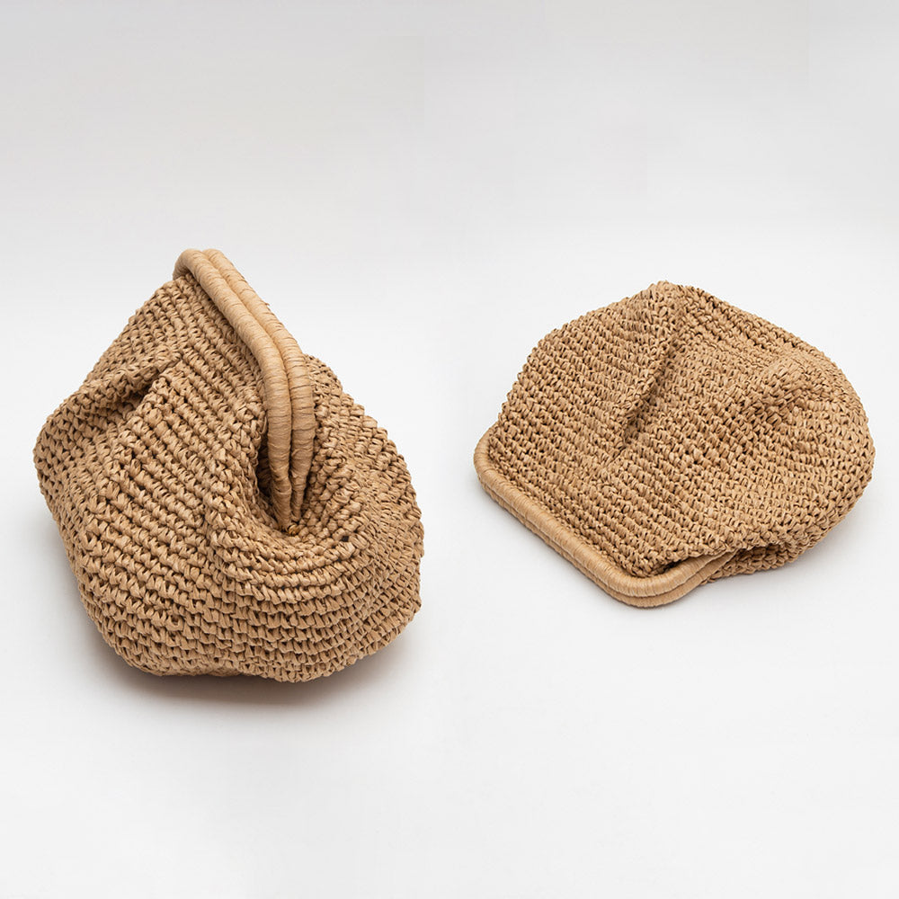 Raffia Dumpling Pouch Bag