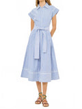 Belted Shirt Dress In Sconset Blue