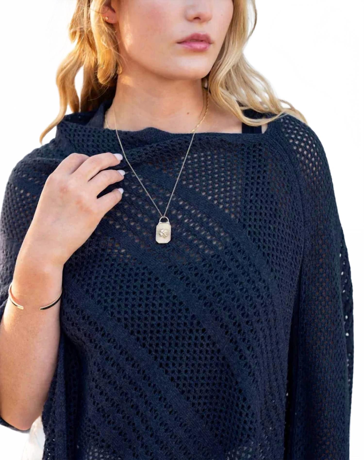 Celeste Crochet Poncho In Navy