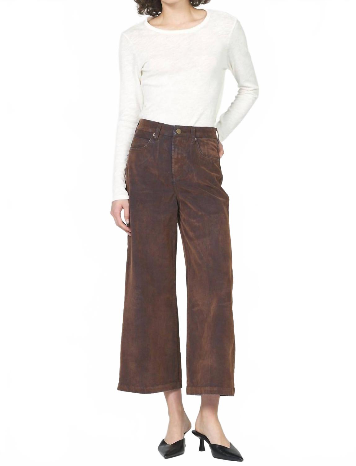 Audrey Wide Leg Ankle Pant In Bison