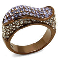 IP Coffee light Stainless Steel Ring with Top Grade Crystal in Multi Color