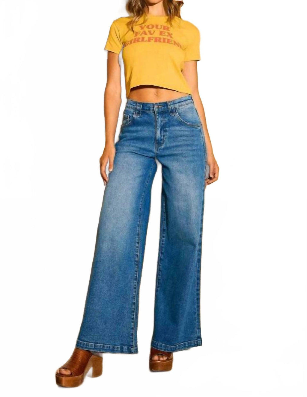 Low Rise Palazzo Jeans In Blue