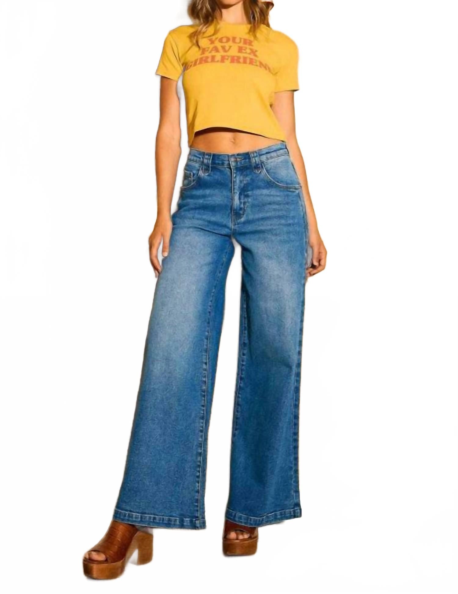 Low Rise Palazzo Jeans In Blue