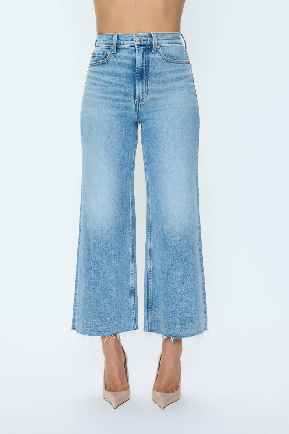 Lana Crop High Rise Ultra Wide Leg Jeans In Bistro