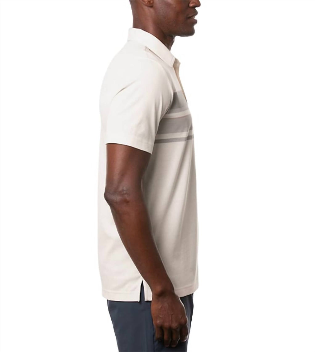 Counting Cards Striped Classic Fit Polo T-Shirt In Gardenia