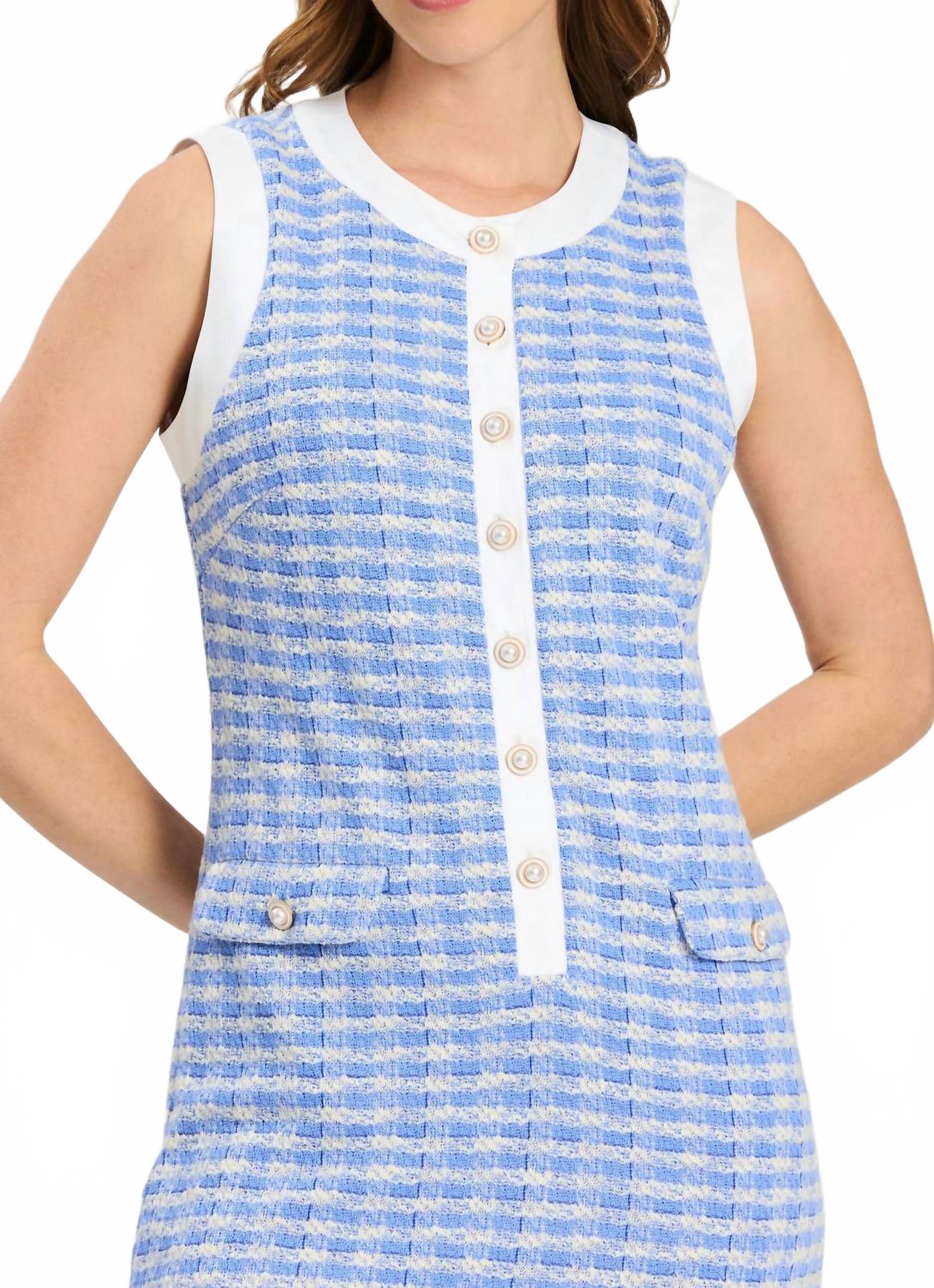 Kirk Knit Dress In Vista Blue/white
