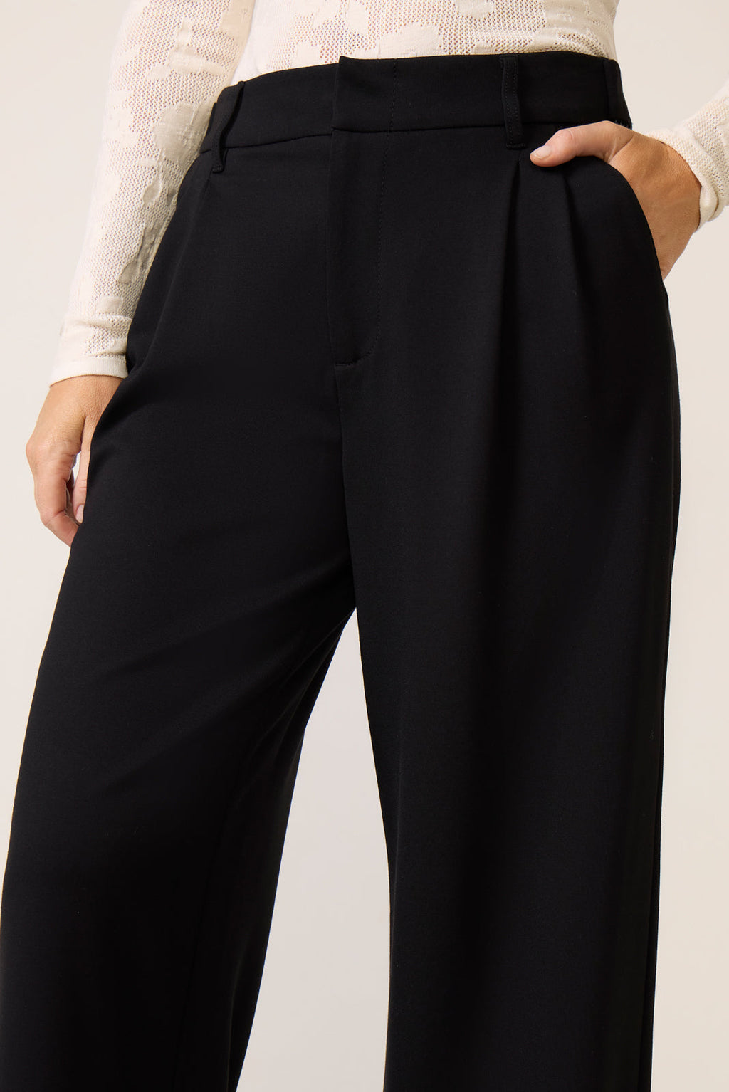 Women's Cheryl Pleated Knit Wide Leg Trouser Pants