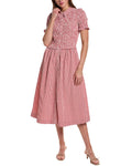 Design History Smocked Gingham Midi Dress