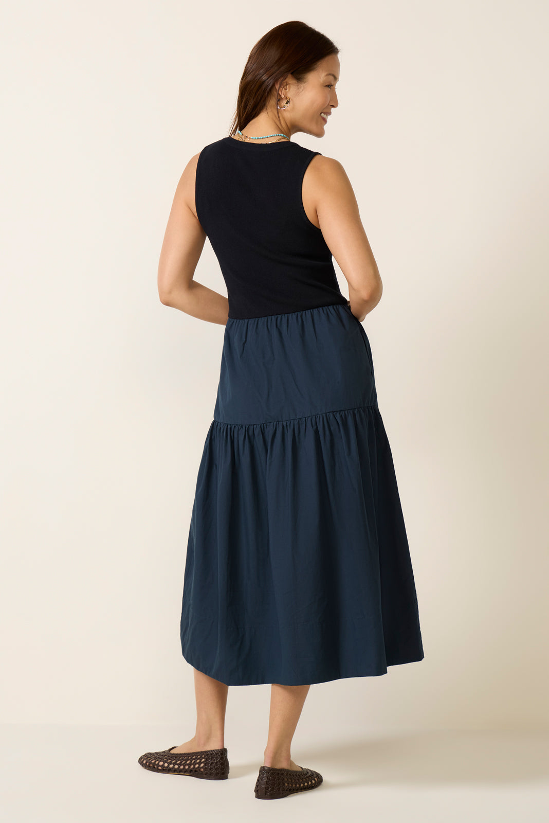 Women's Susannah Scoop Neck Twofer Midi dress