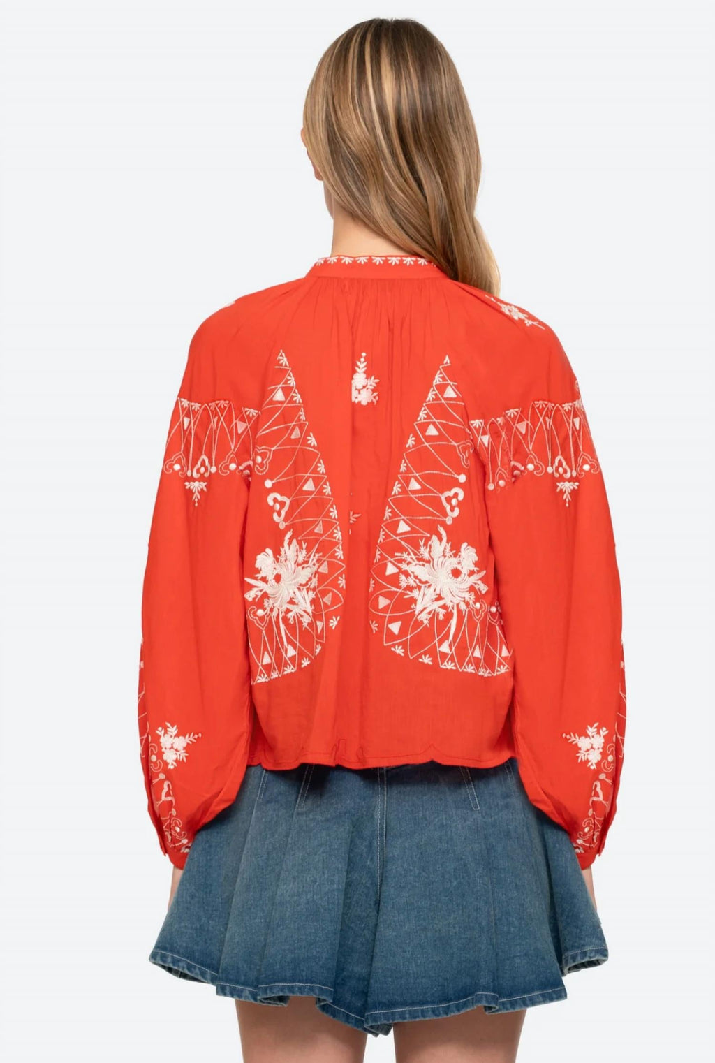 Serafina Embroidery Blouse In Poppy