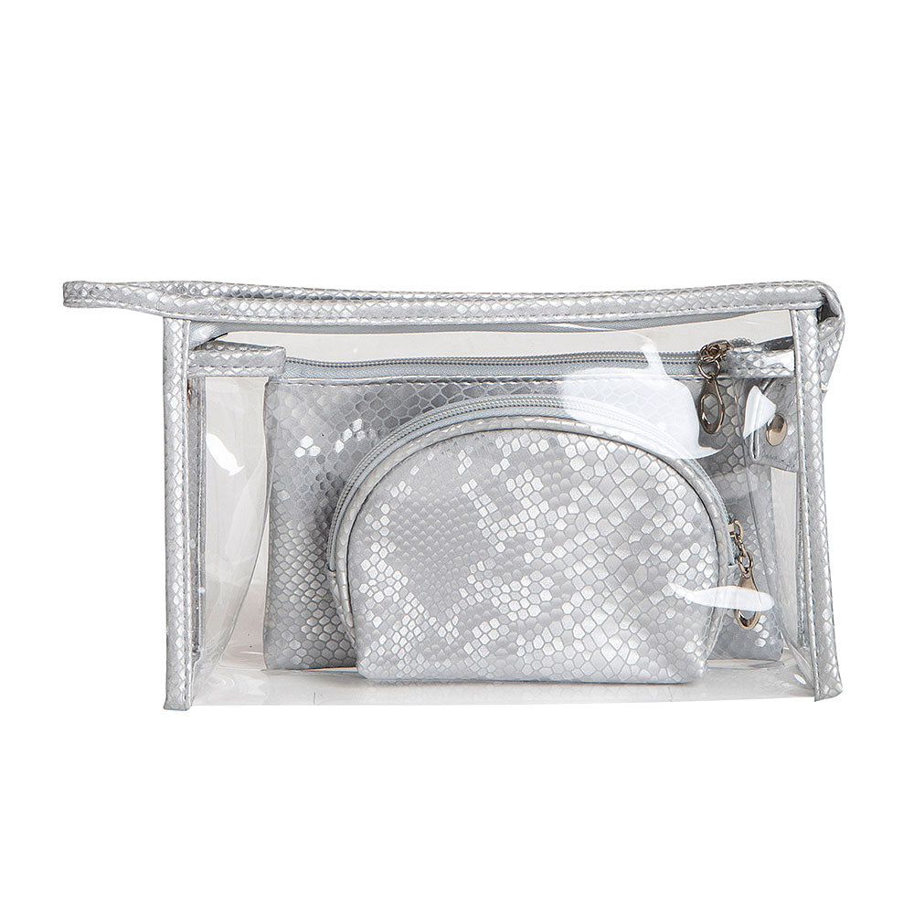 3PCS - Clear Travel Cosmetic Pouch Bag Set