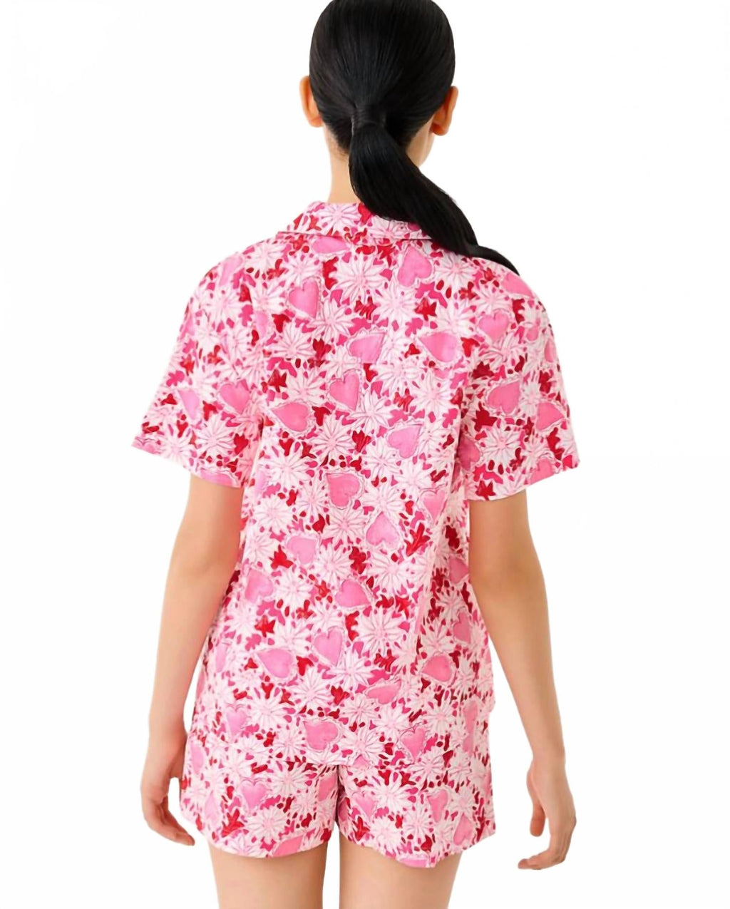 Mari Pj Button-Up Top In Coconut Dear Heart