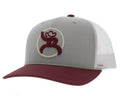 Roughy Strap Six Panel Snapback Cap In Grey/white