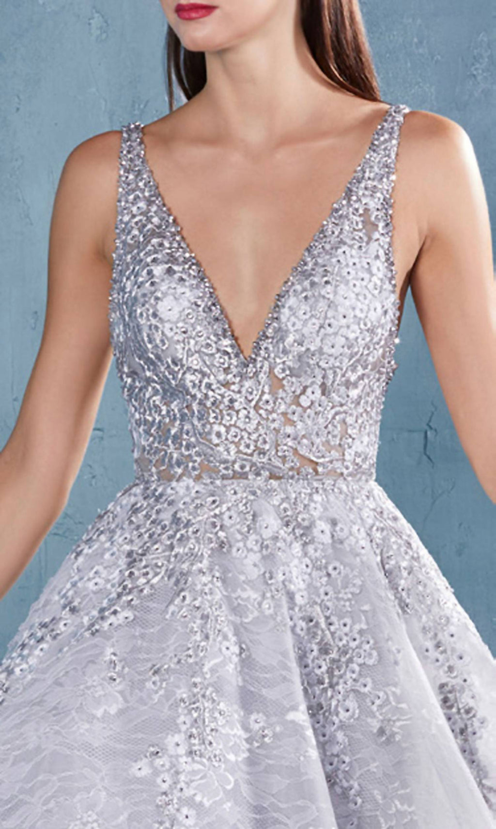 Dalia Floral Gown In Silver