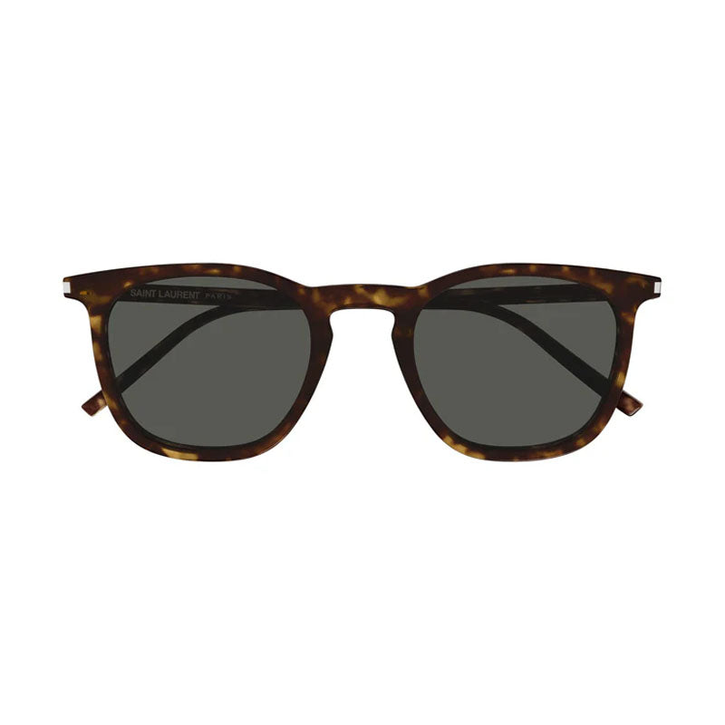Saint Laurent Sunglasses Round Full Rim, Dark Havana Frame And Grey Lens Sl623002