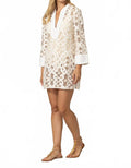 Chandra Boho Mini Dress In White/beige