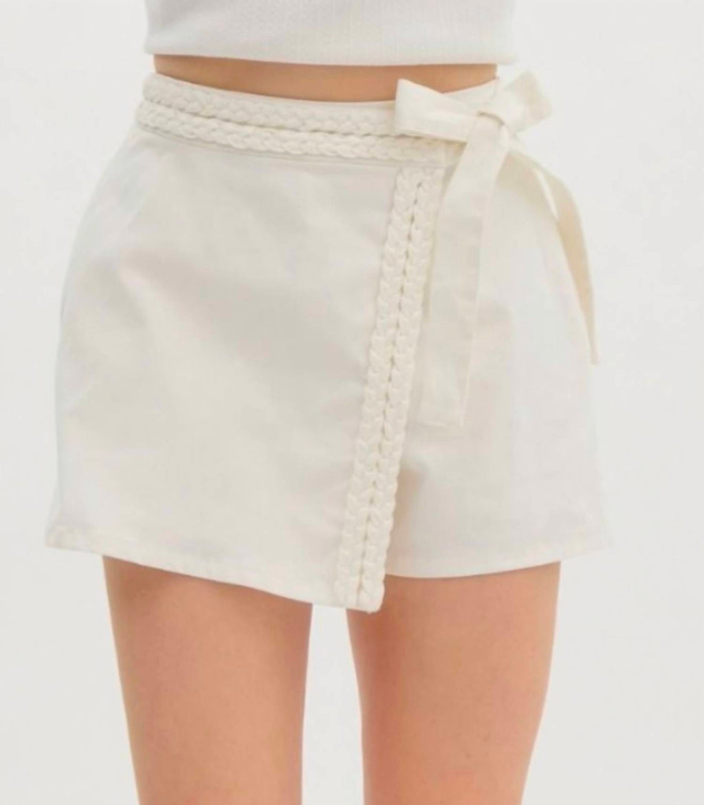 Braided Skort In White