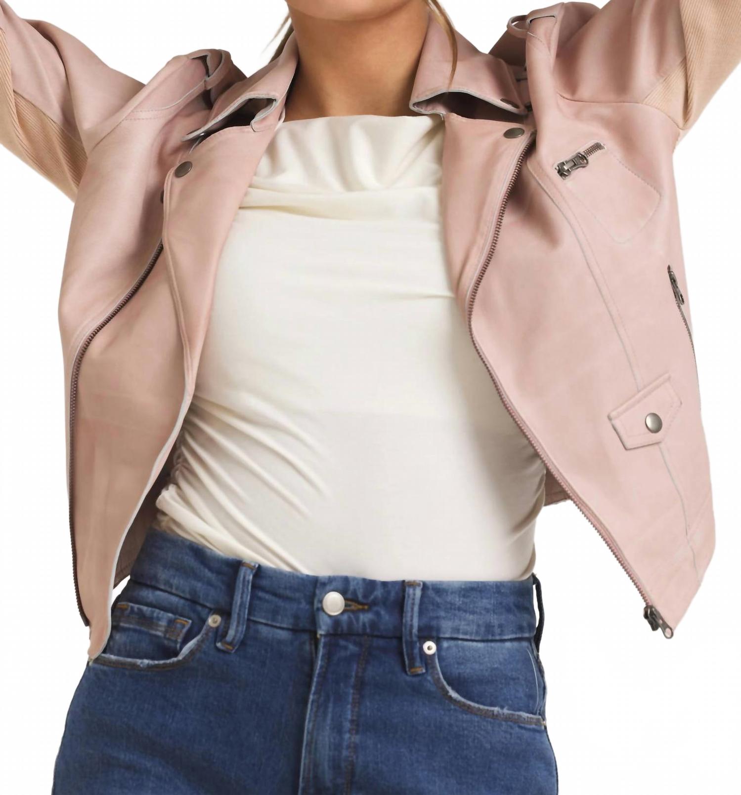 Piper Patina Leather Jacket In Pink