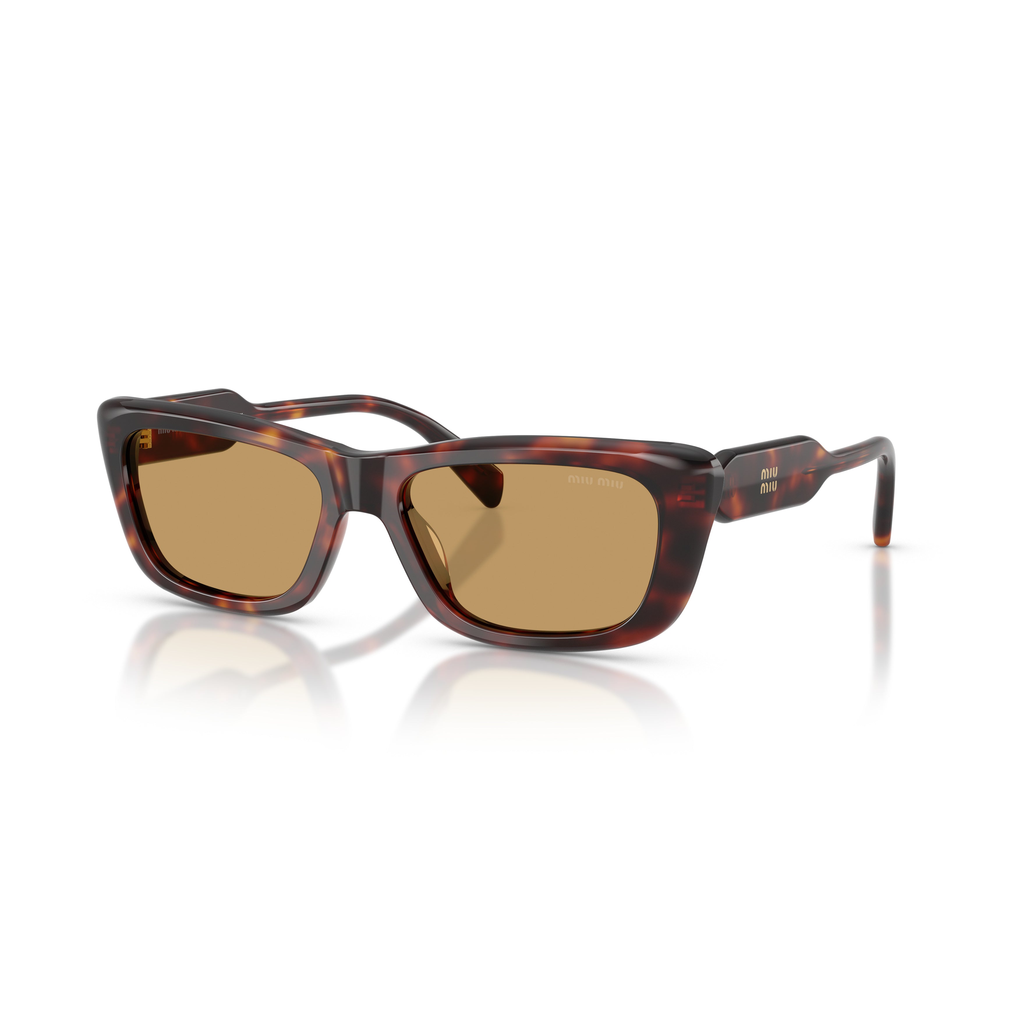 0Mu B12S Rectangular Tortoiseshell Sunglasses with Thick Arms