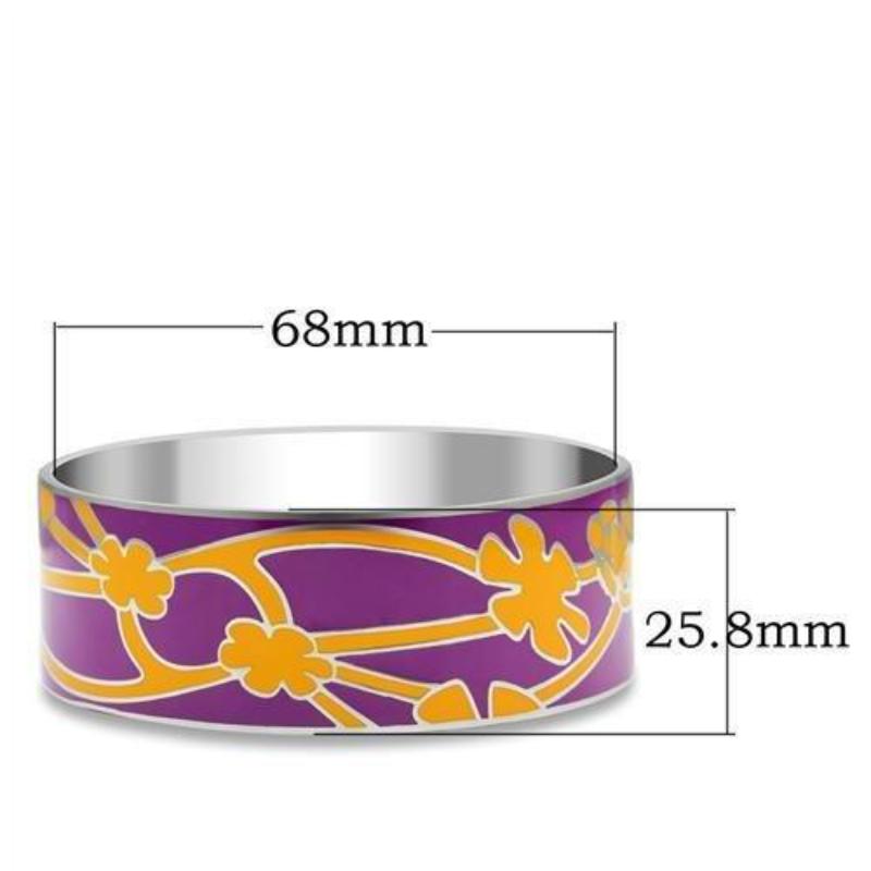 High polished (no plating) Stainless Steel Bangle with Epoxy in No Stone