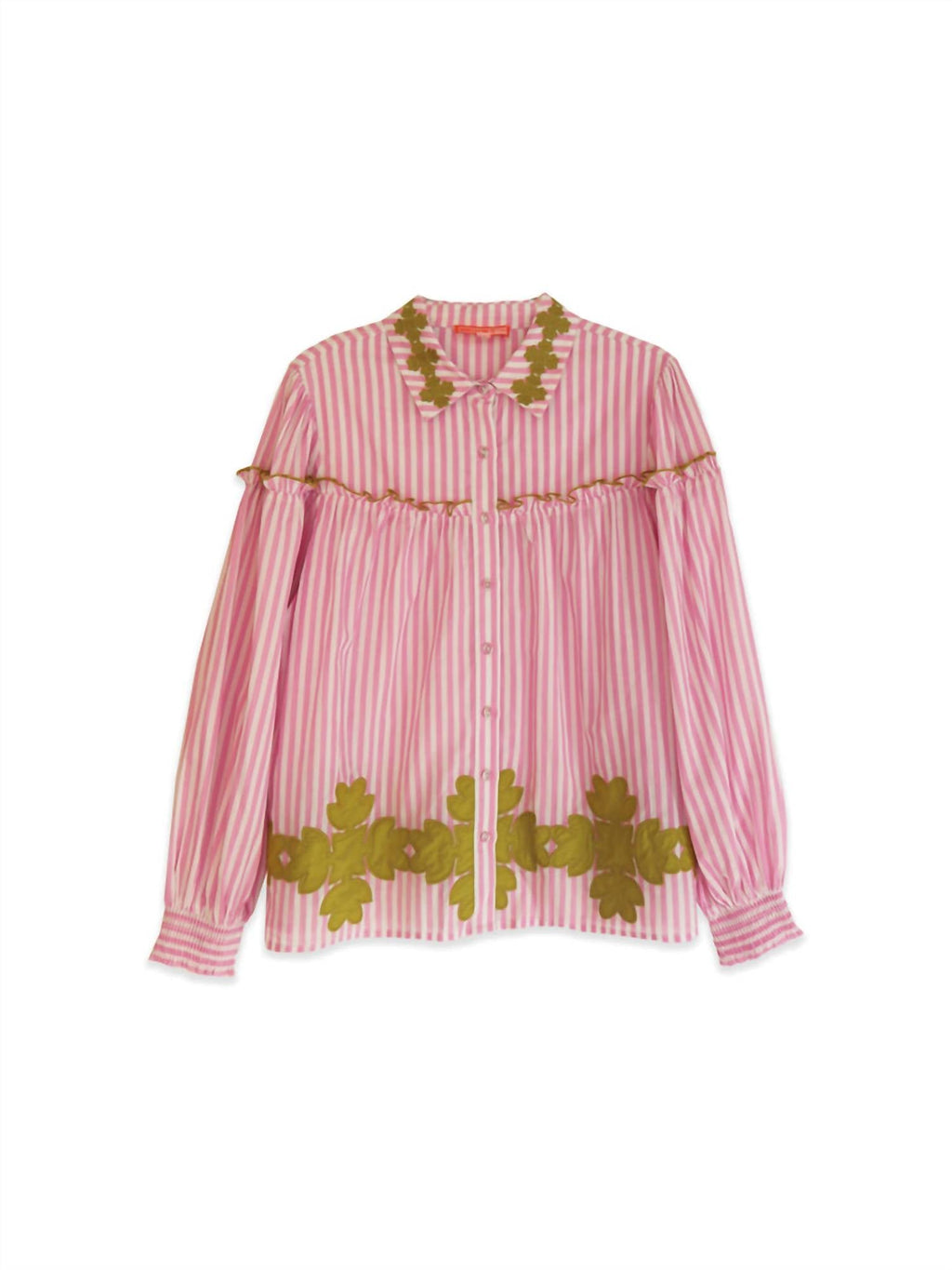 Frankie Button Down Blouse In Pink Stripe