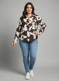 Cow Print Long Sleeve Button-up Shirt