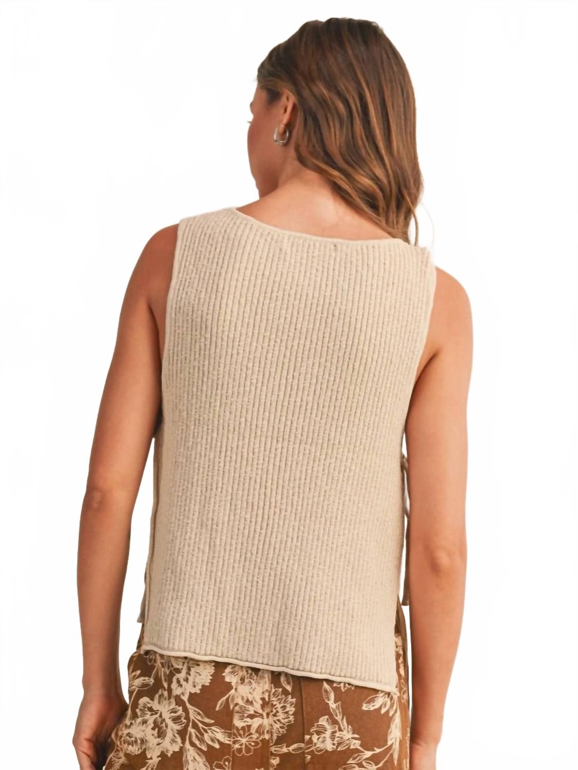Rowan Sleeveless Sweater Top In Natural