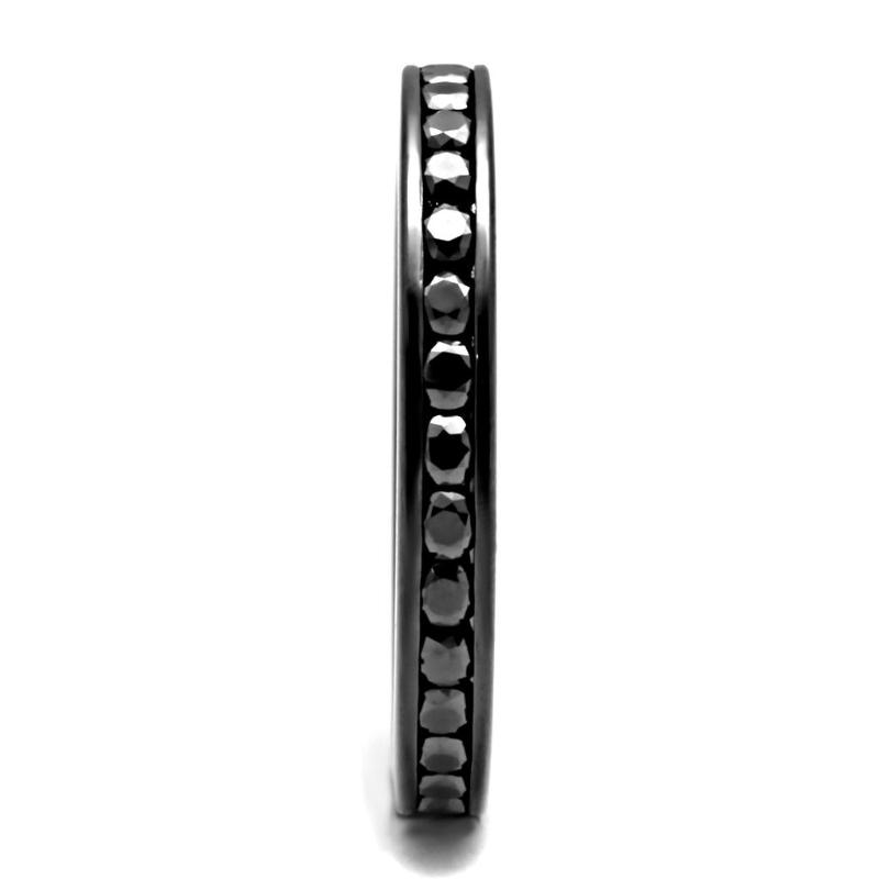 IP Light Black Brass Ring with AAA Grade CZ in Light Gray