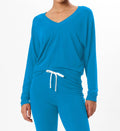Bennie V-Neck Sweatshirt In Stone Blue