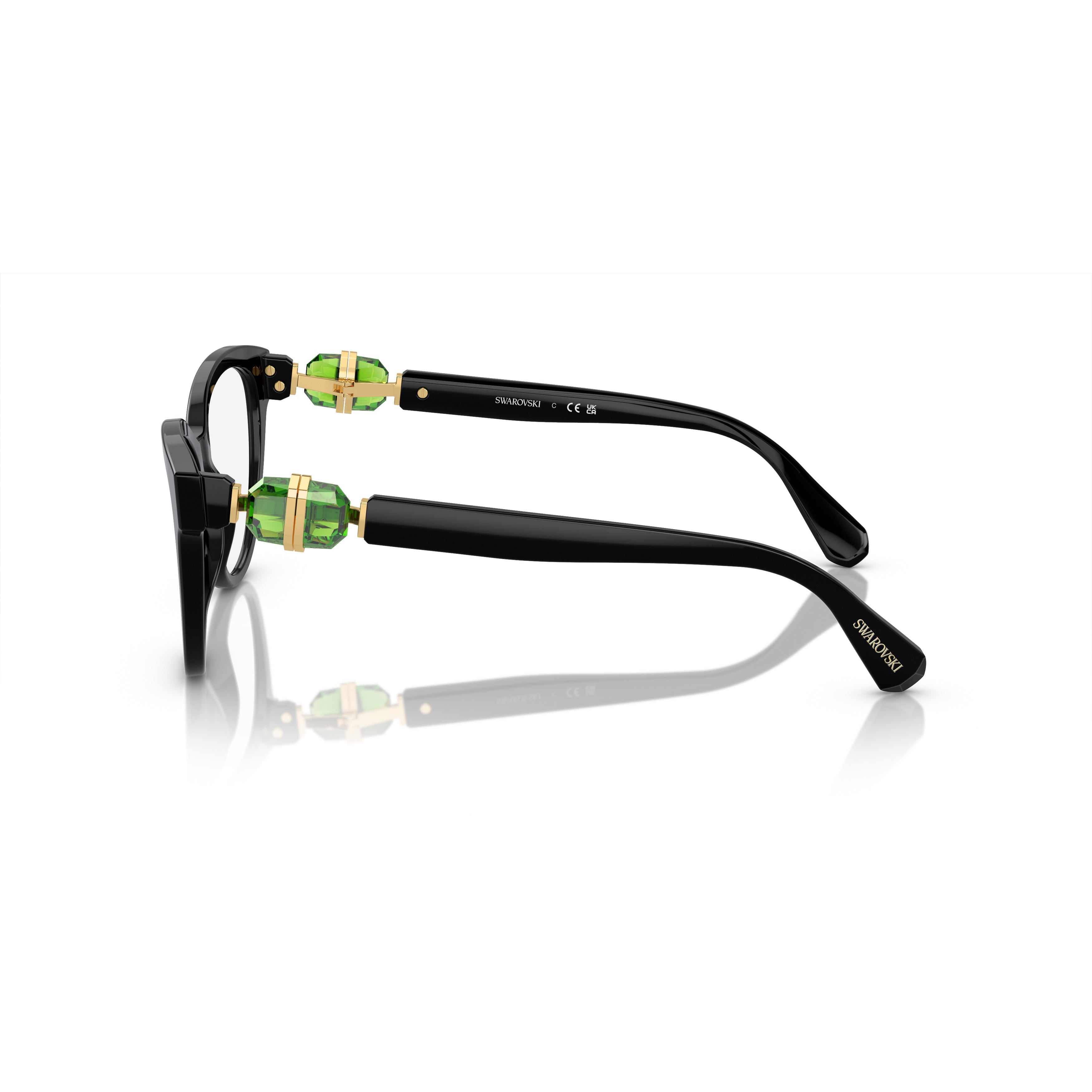 Cat-Eye Sunglasses With Green Crystal Accents