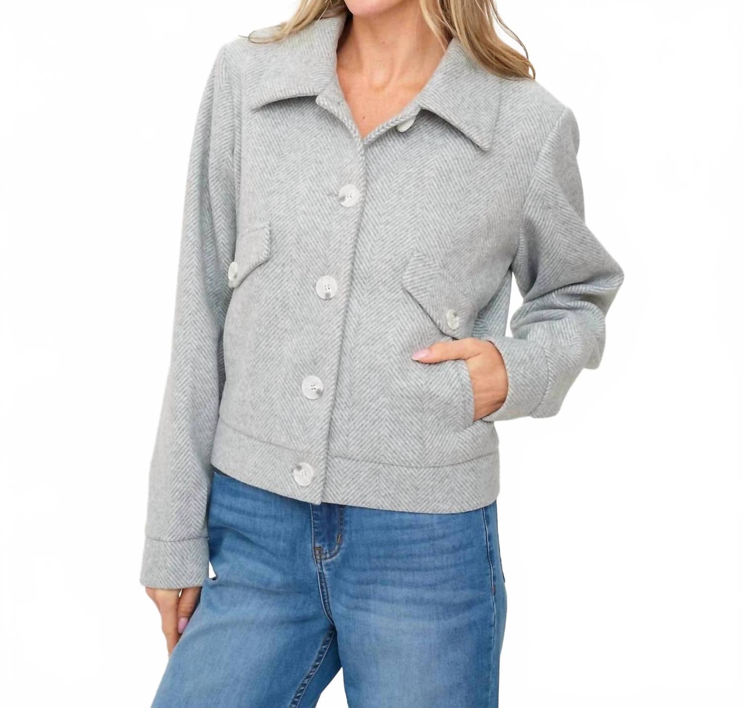 Katrina Herringbone Jacket In Grey