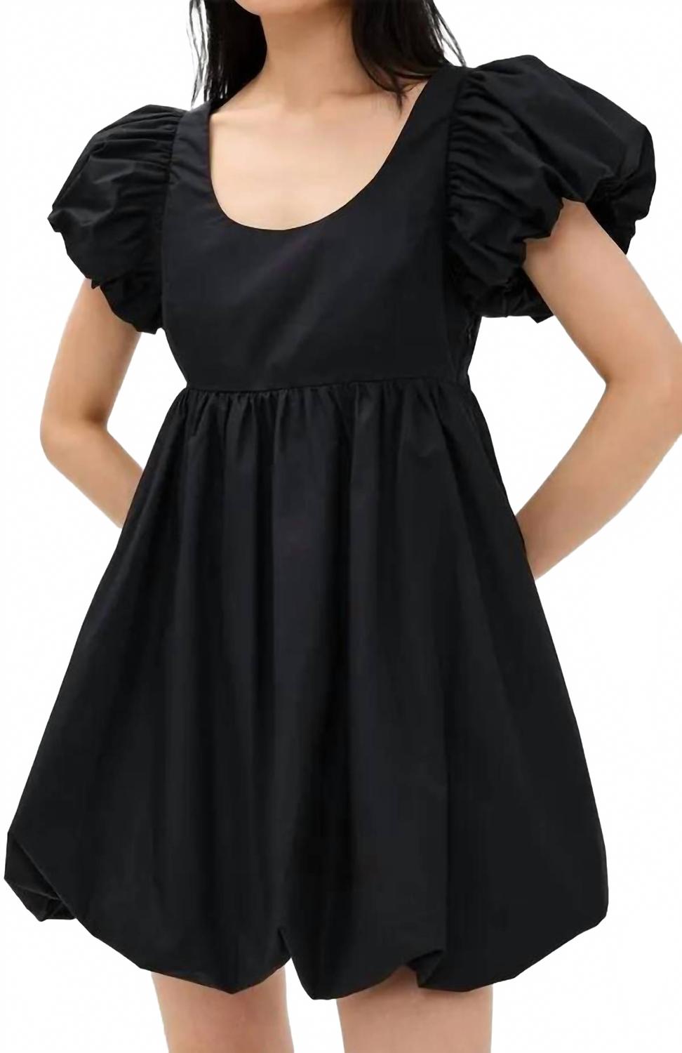 Bubble Scoop Neck Mini Dress In Black