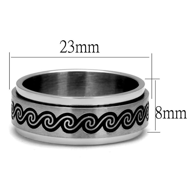 High polished (no plating) Stainless Steel Ring with Epoxy in Jet