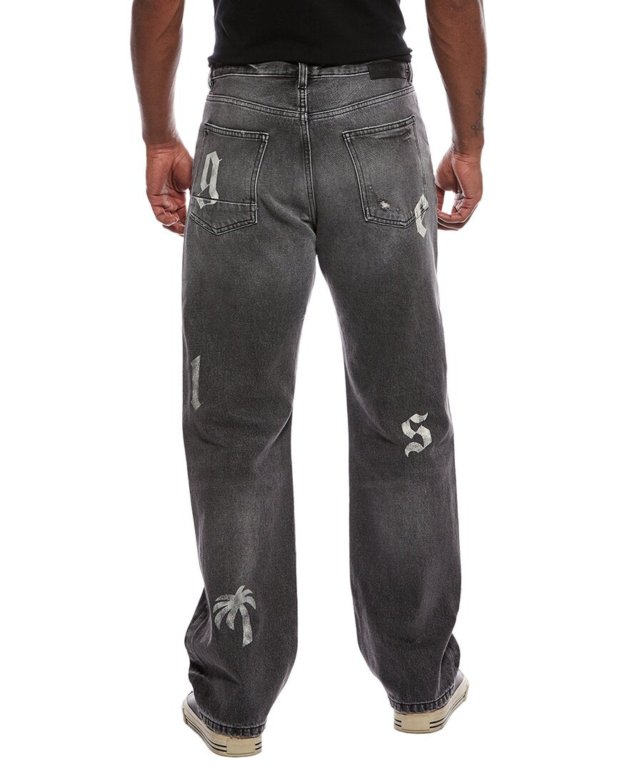 Palm Angels Distressed Letter Jean