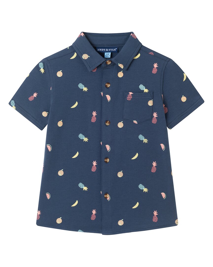 Andy & Evan Fruit Print Knit Button-Down Shirt
