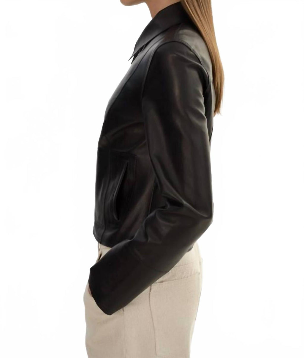 Reversible Leather Jacket In Black/silver