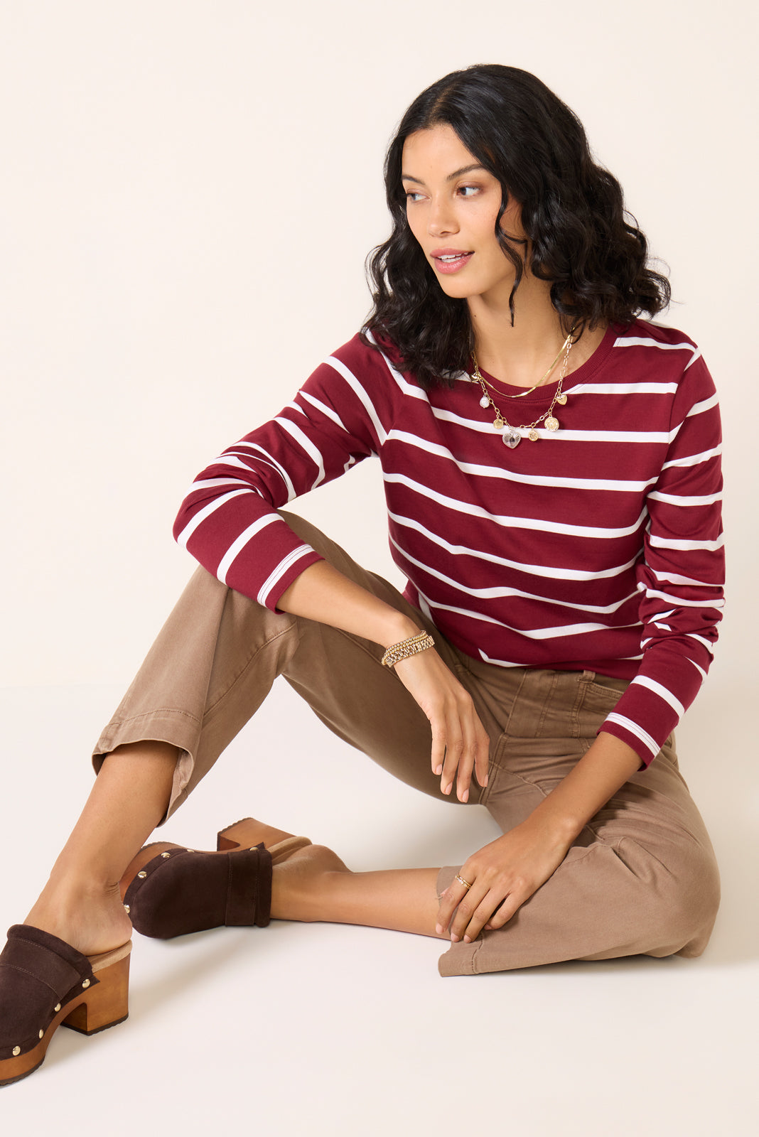 Women's Ever Perfect Long Sleeve Stripe T-Shirt