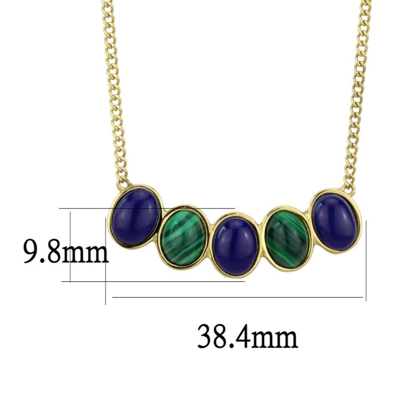 IP Gold(Ion Plating) Stainless Steel Necklace with Precious Stone Lapis in Montana