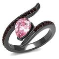 IP Light Black Stainless Steel Ring with AAA Grade CZ in Rose