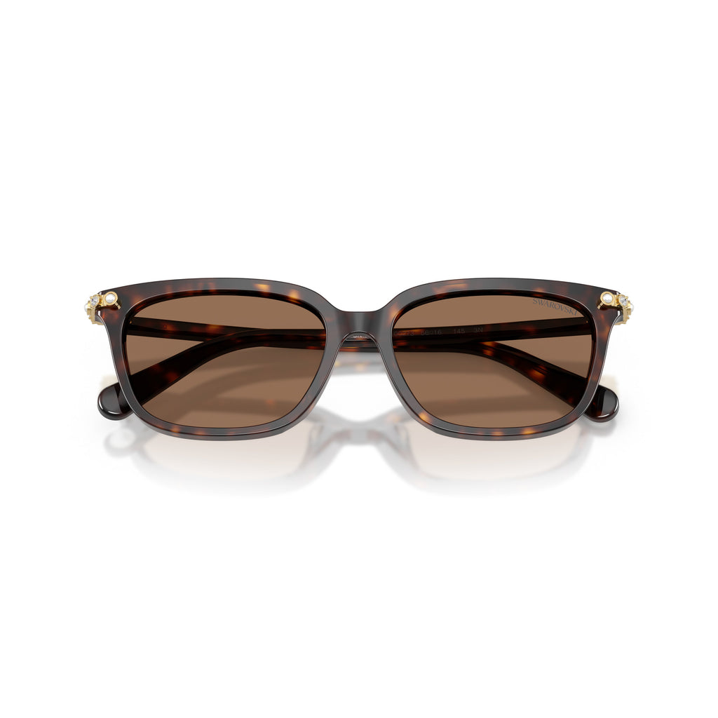 0Sk6064D Rectangular Tortoiseshell Sunglasses with Gold Accents
