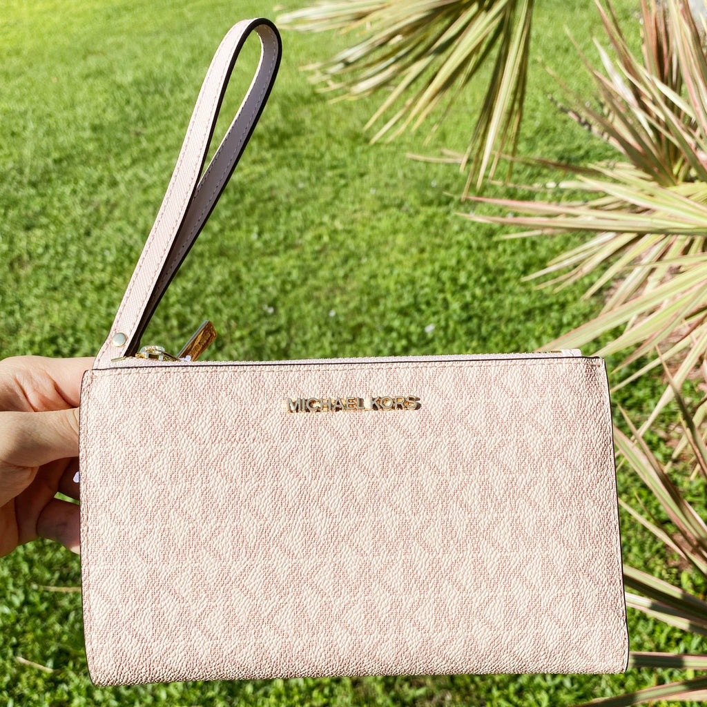 Michael Kors Jet Set Travel Double Zip Wristlet Ballet Pink MK