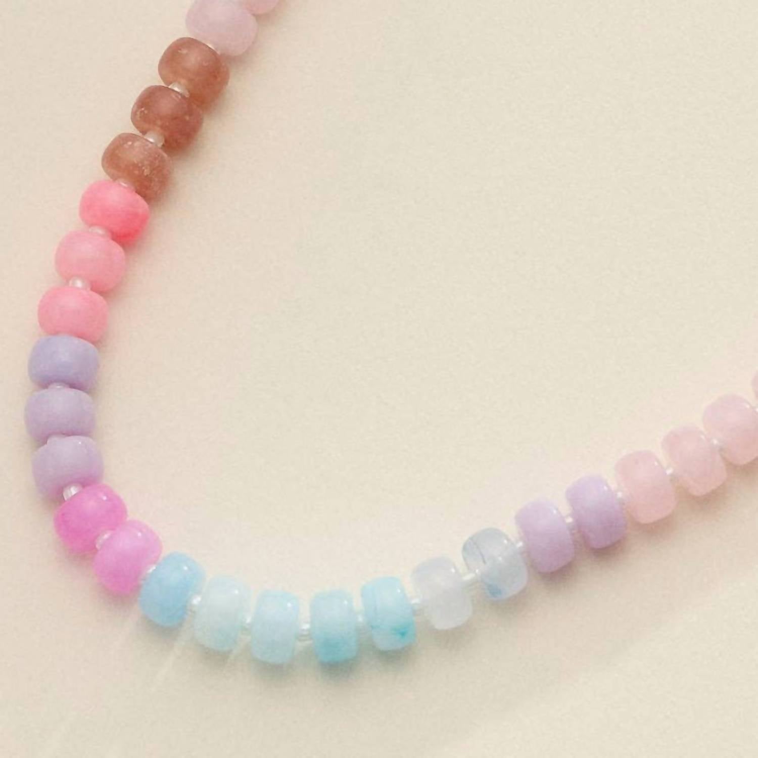 Women's Colorful Beaded Statement Necklace In Light Blue