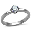 High polished (no plating) Stainless Steel Ring with AAA Grade CZ in Clear