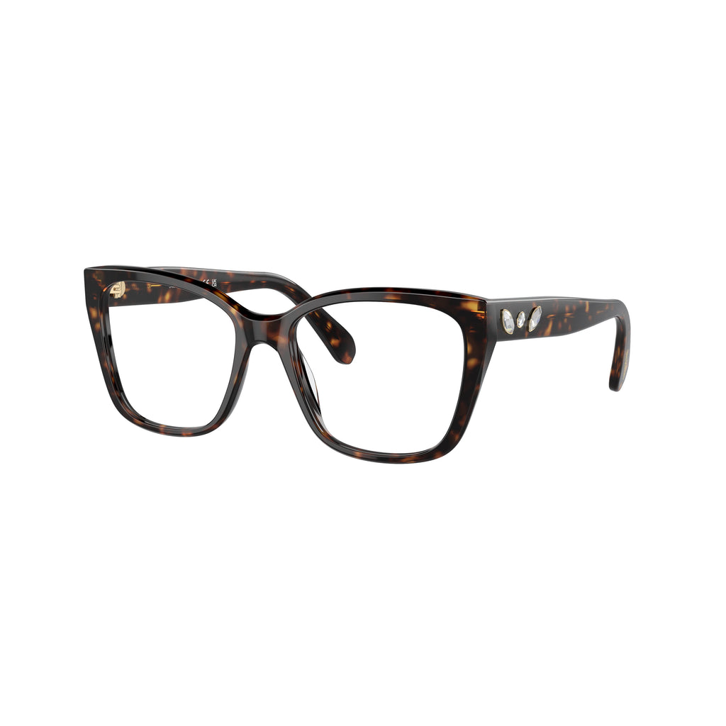 0Sk2008 Oversized Square Tortoiseshell Eyeglasses with Crystal Accents