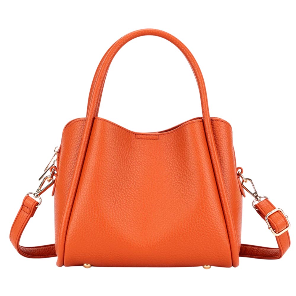 Faux Leather Structured Top Handle Crossbody Handbag