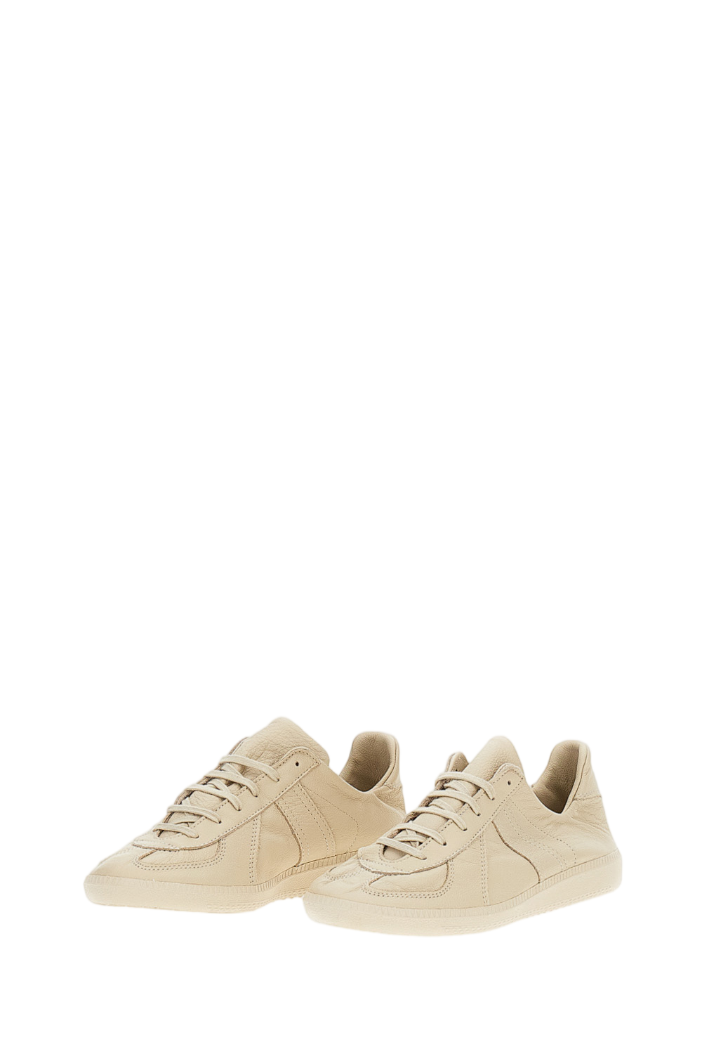 Beige KS Unlined Leather Sneakers