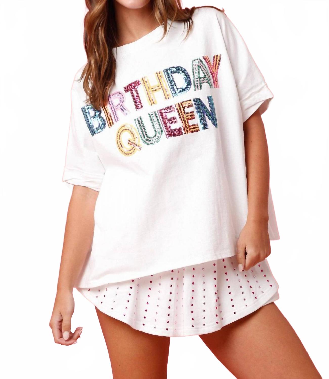 Birthday Queen Sequin Top In White