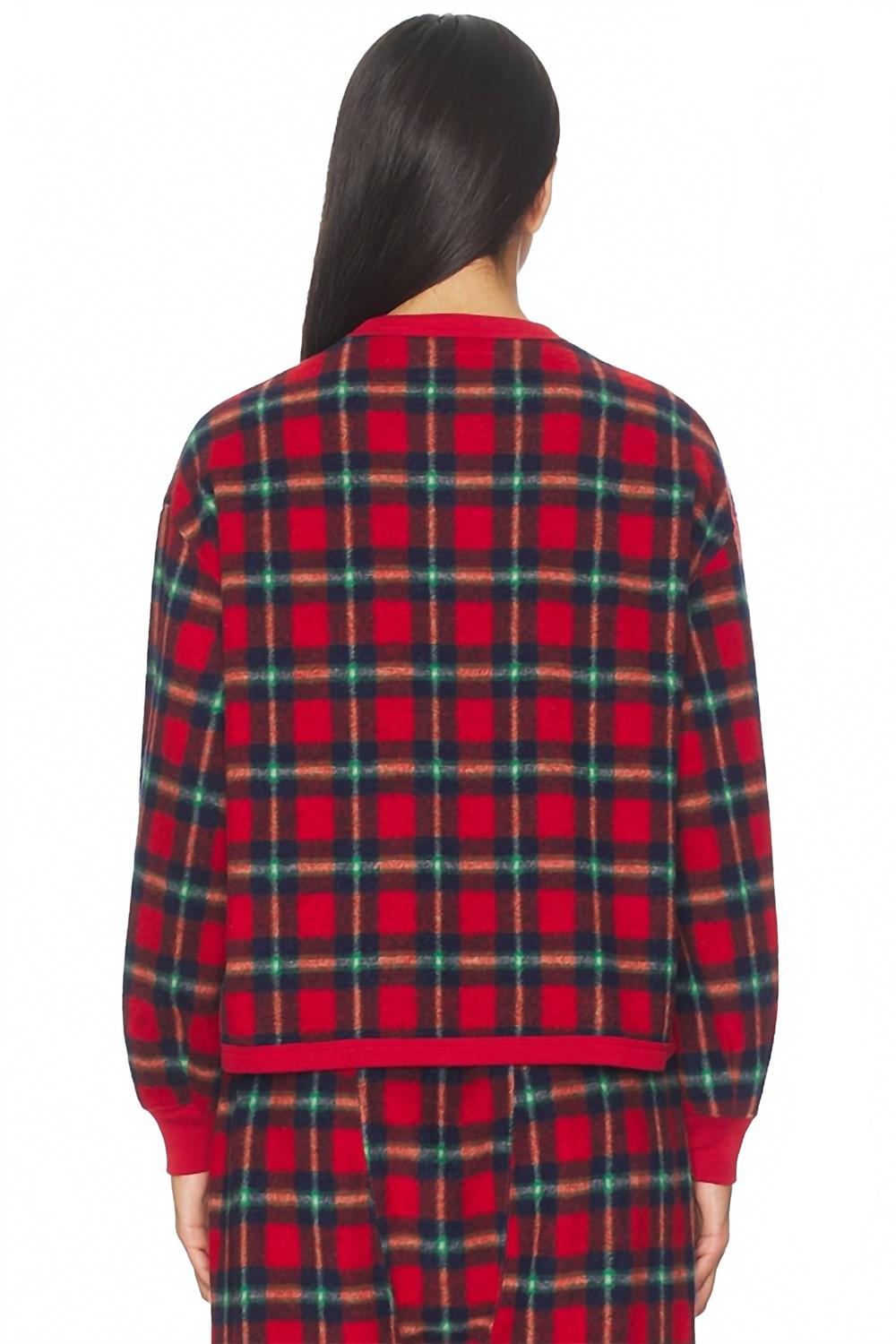 Plush Fleece Henley Sleep Sweatshirt In Cedarwoods Plaid